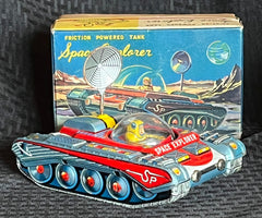 Vintage Japan Tin Friction Space Explorer Space Tank