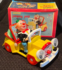 Vintage Battery Operated Alsp Japan Comic Jumping Jeep