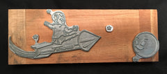 Rocket To The Moon VIntage Printing Block
