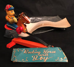 Vintage Japan Tin Boy On Rocking Horse