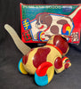 Vintage China Tin Push and Go Dog With Ball