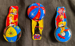 Vintage Japan Tin Circus Theme Whistles
