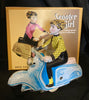 Tin Wind Up Scooter Girl On Blue Vespa