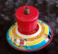 Vintage Japan Tin Whistling Space Top